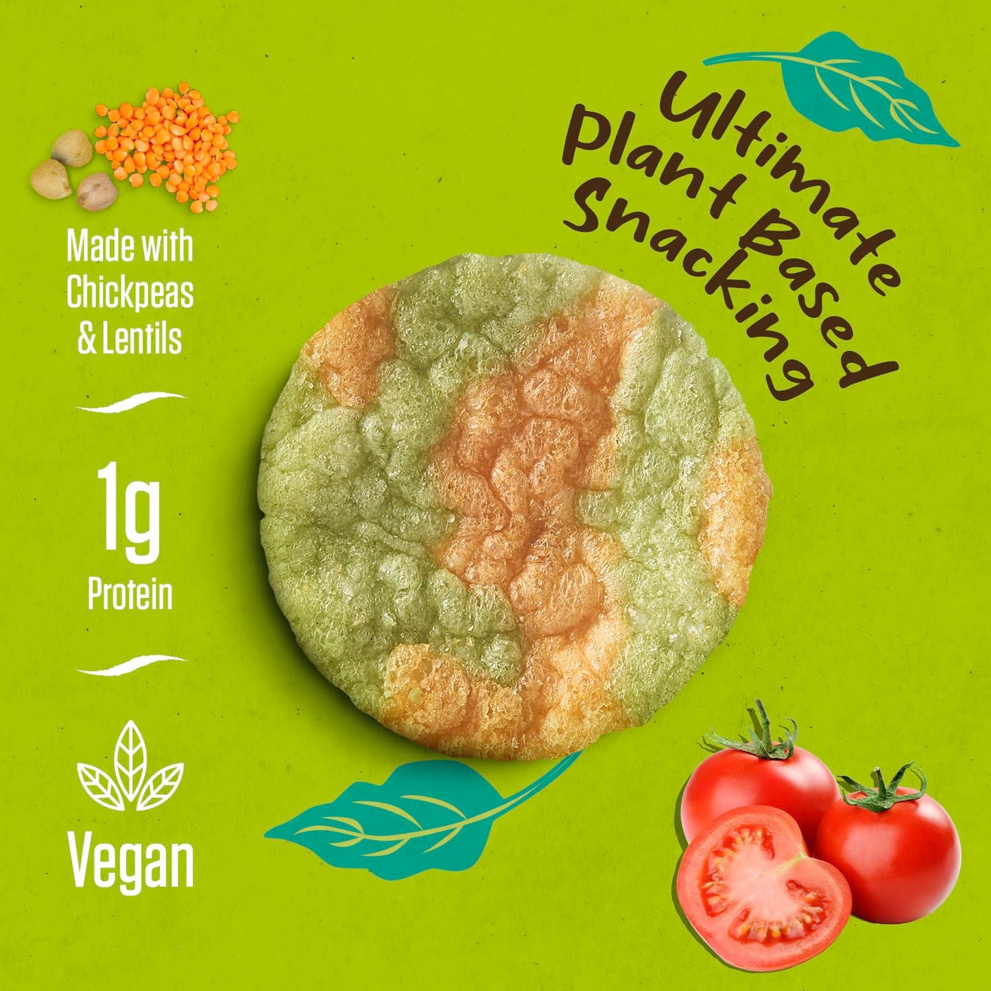 PEAKAPOP Veggie Chips – Plant-Based Popped Snack – Vegan, Gluten-Free – 1 oz Bags (15-Pack) – Tomato & Italian Herbs