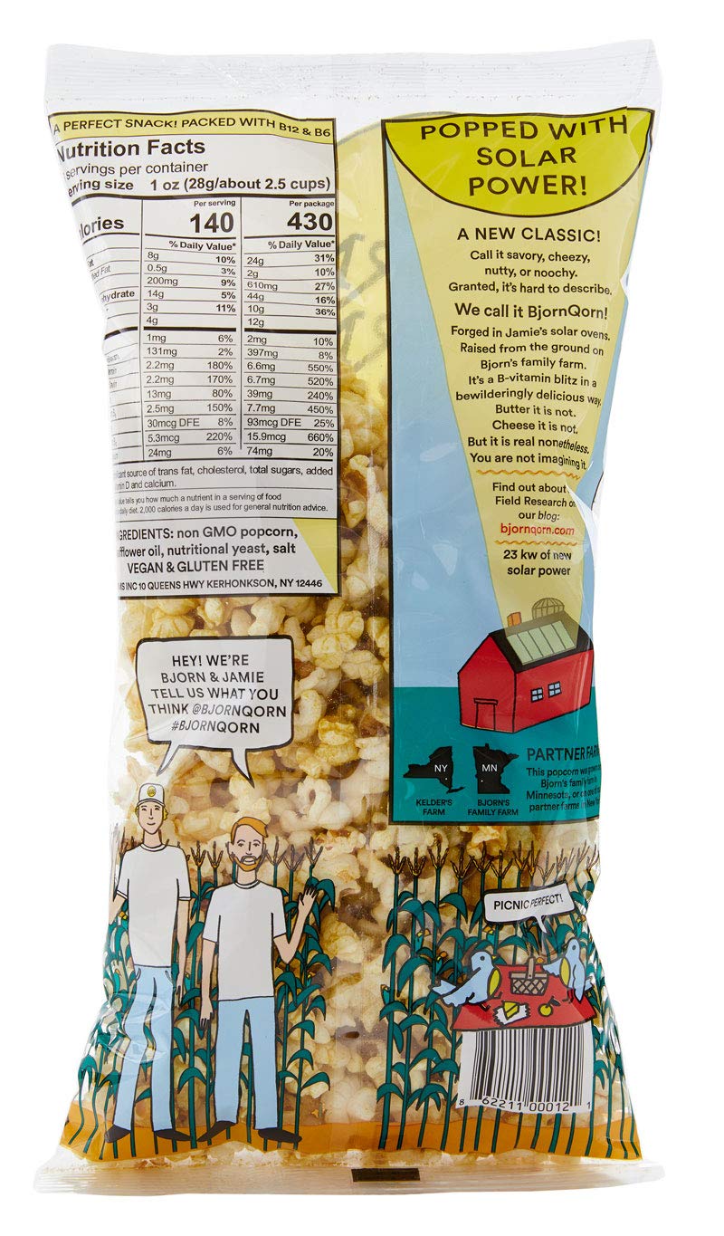 Bjornqorn 12-Pack Mix Popcorn (3 Flavors) - Vegan & Gluten-Free - (4) Classic, (4) Spicy, (4) Cloudy - (12 3Oz Bags)