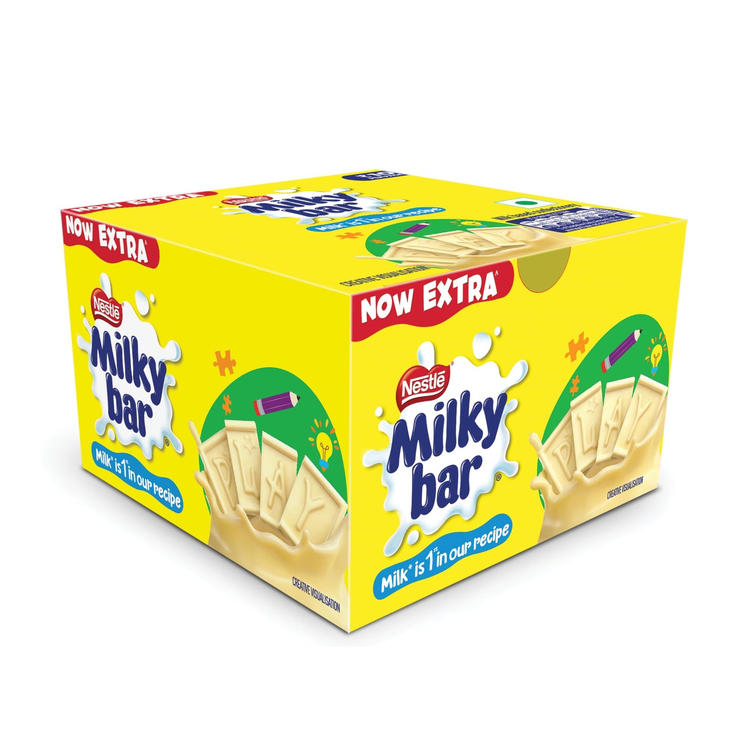 Milkybar Creamy White Chocolate Tablet Bar, 60 Units X 12.5Gm Each - 750Gm, Box (Product Weight May Vary Upwards)