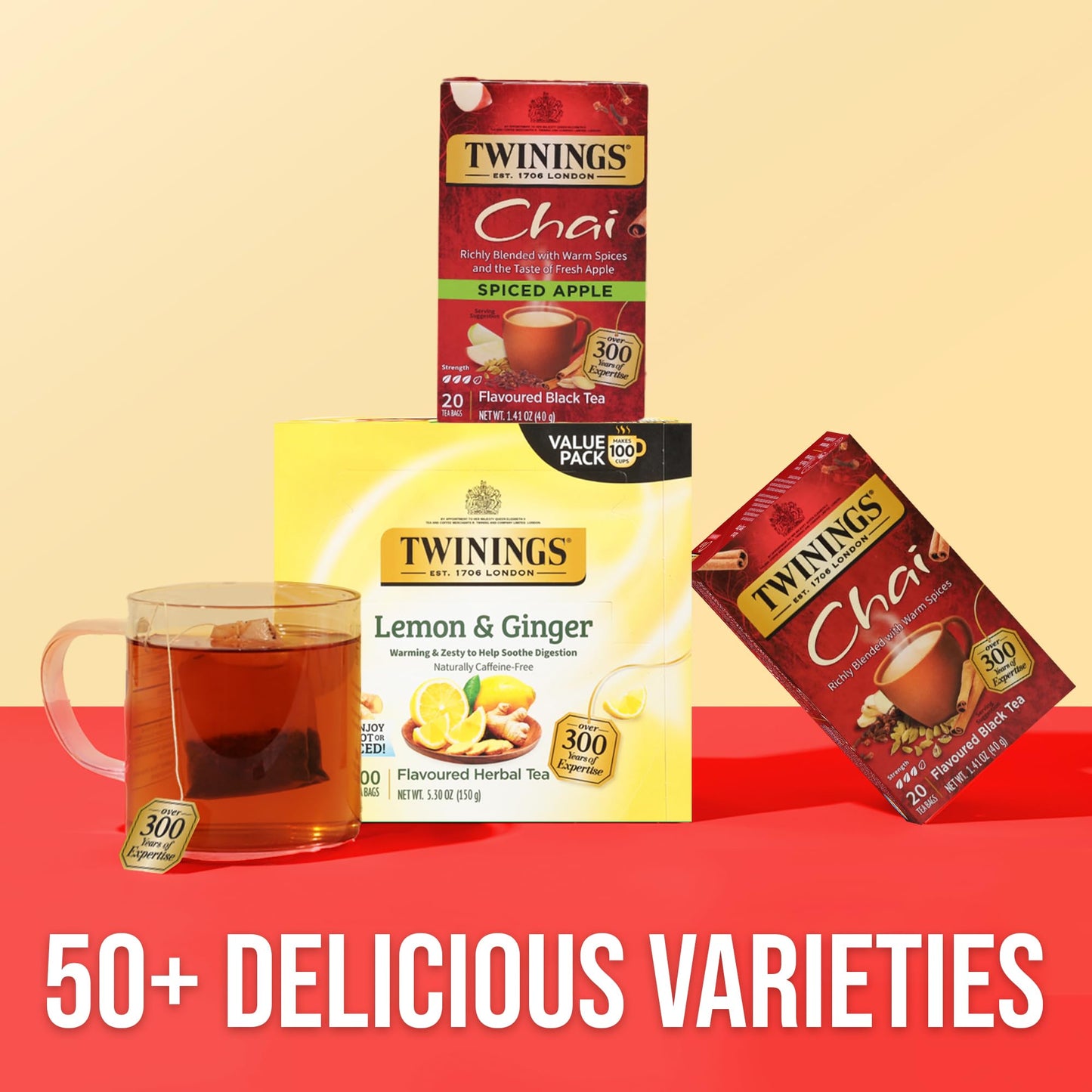 Twinings Spiced Apple Chai Black Tea Individually Wrapped Bags, 20 Count (Pack of 1), Sweet, Savoury Spices, Caffeinated, Enjoy