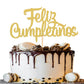 Spanish Feliz Cumpleaos Cake Topper - Gold Glitter Happy Birthday Cake Topper, Fiesta Theme Party Decoration Supplies, Single-Si