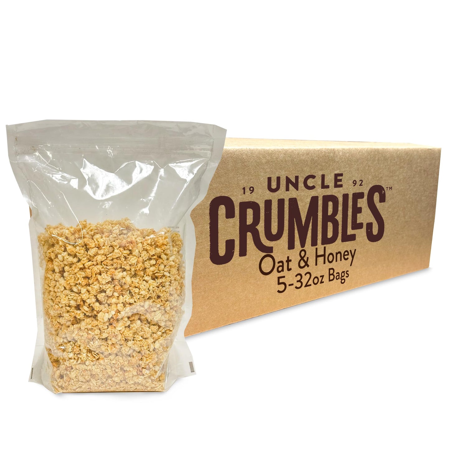 Uncle Crumbles 10lb Bulk Granola Bulk Bags  Oat & Honey - Gluten Free  Kosher  Non-GMO - Oat Cereal for Restaurants  Food Service  and Events - (5) 2lb Bags