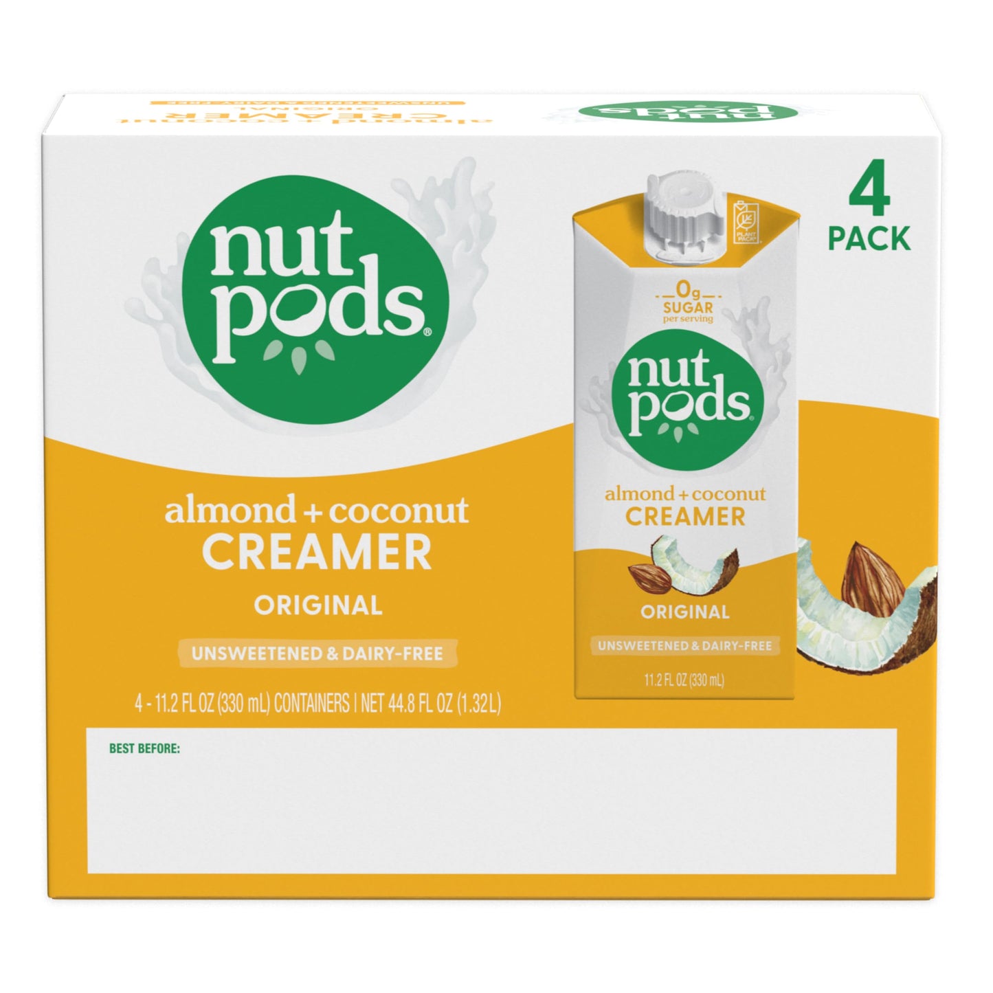 nutpods Original Coffee Creamer - Unsweetened Non Dairy Creamer Made from Almonds and Coconuts - Keto Creamer, Whole30, Gluten F