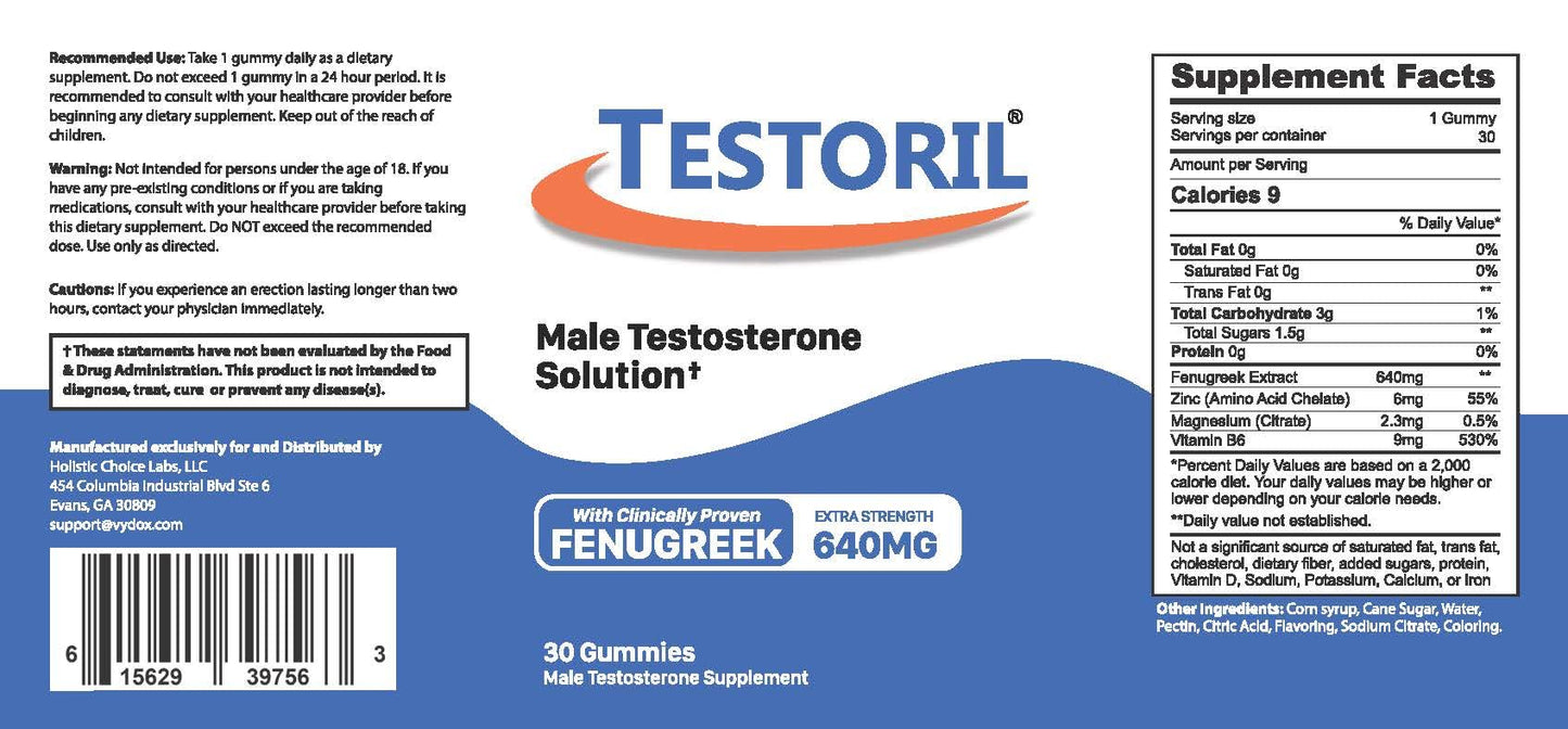 Generic Fenugreek Gummies - 30 Count, Non-GMO Daily dietary product for Muscle Support