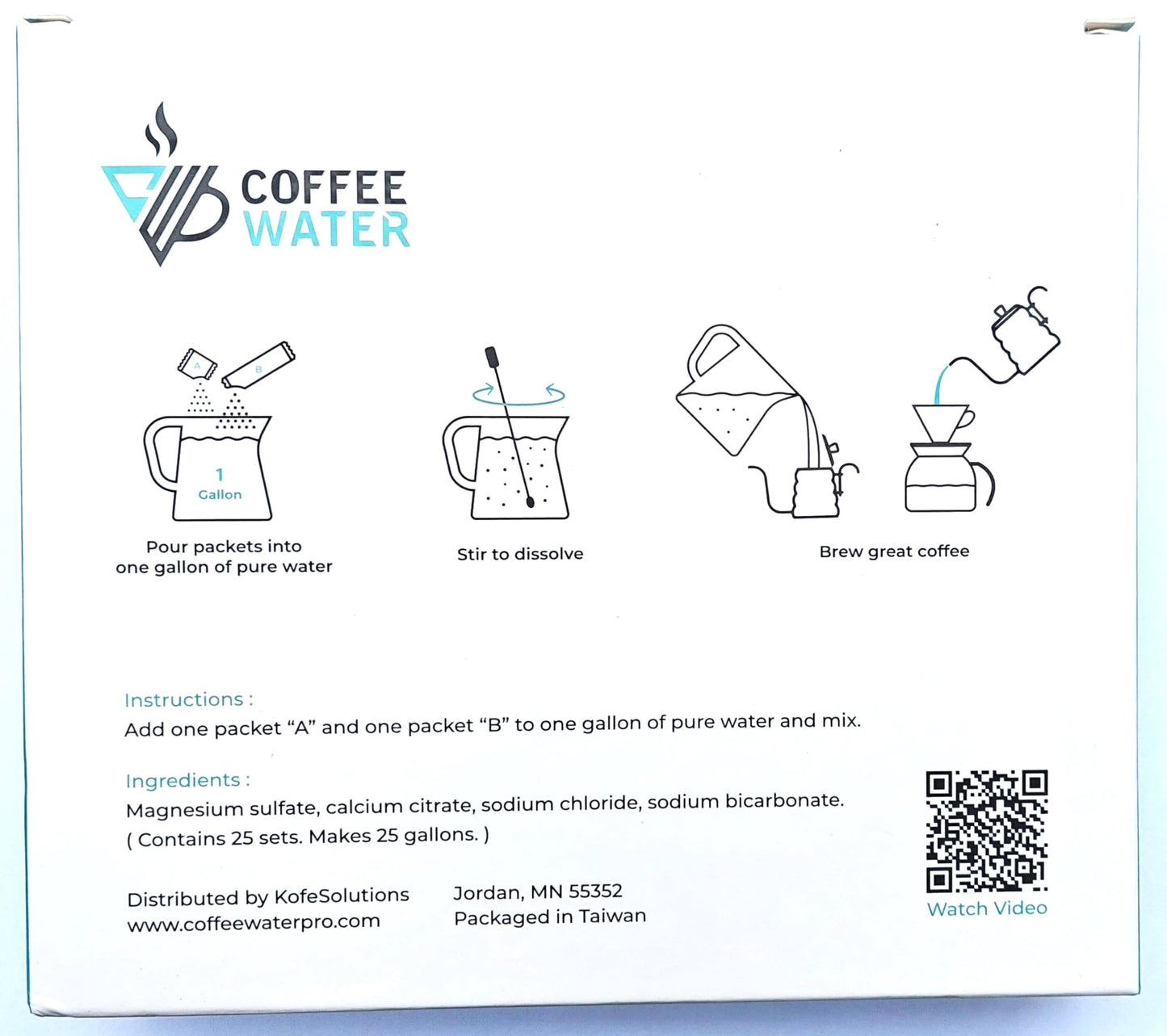 Coffee Water Mineral Packs For Making Water For Coffee (Makes 25 Gallons)