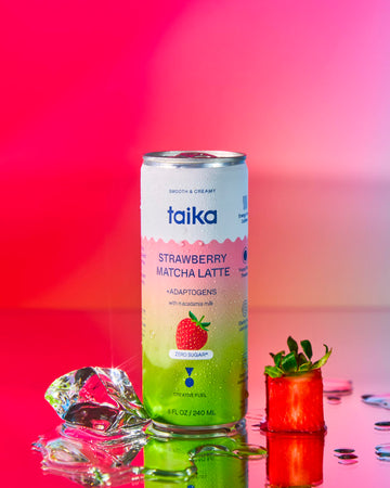 Taika Strawberry Matcha Latte - Ready To Drink Hot & Cold Brew Strawberry Matcha Latte In Cans - Organic Ceremonial Grade Matcha