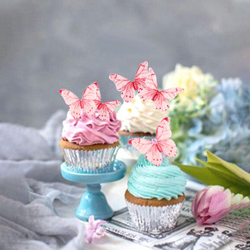 Cyodoos 40Pcs Edible Butterfly Cake Toppers - Colorful Wafer Paper Cake Decorations For Wedding, Birthday, Baby Shower Parties -