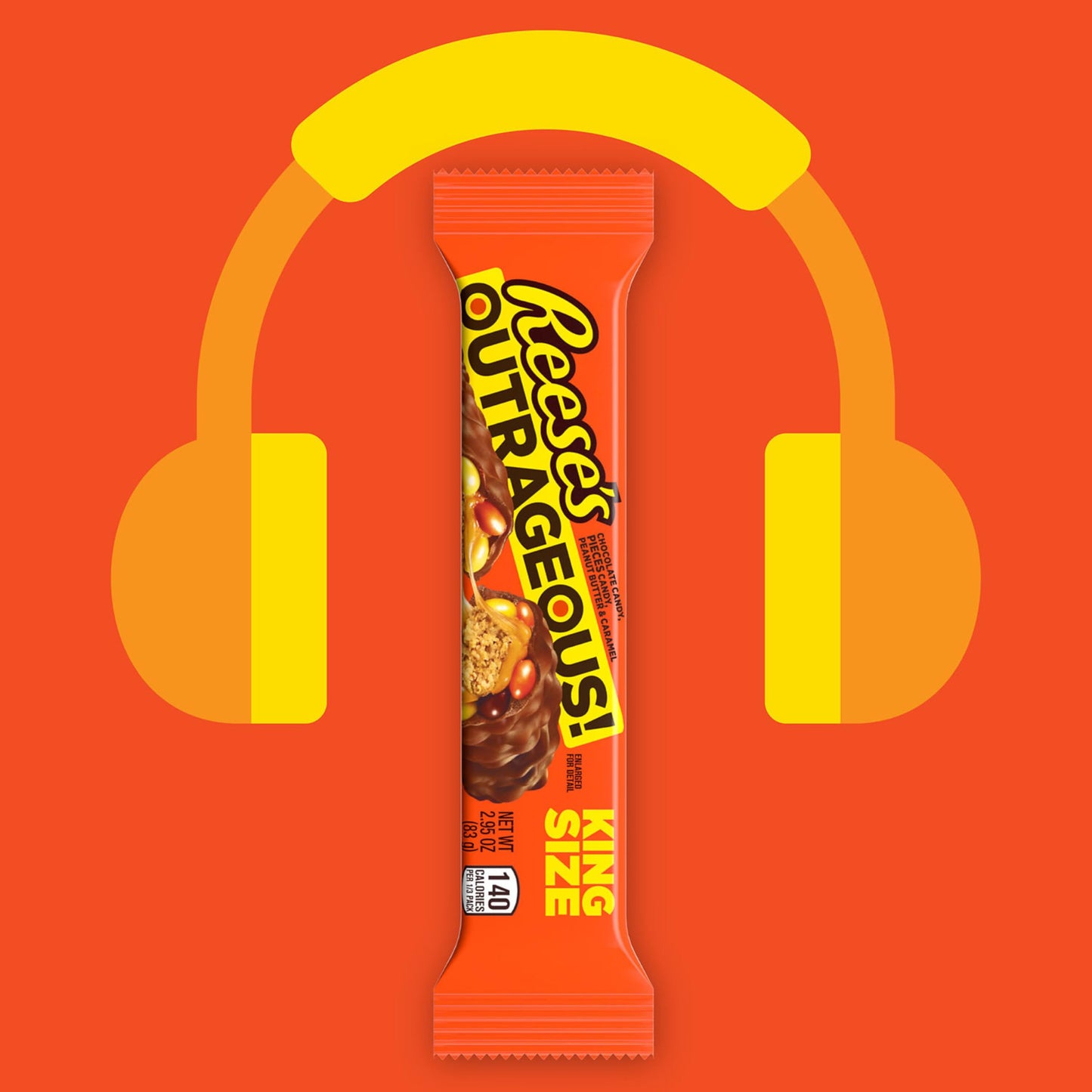REESE'S OUTRAGEOUS! King Size Candy Bars, Peanut Butter & Caramel, 2.95 oz (18 Count)