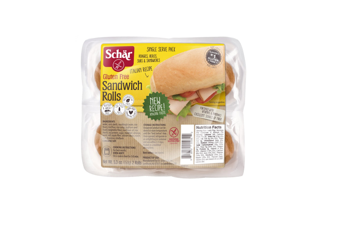 Schar Gluten Free Sub Sandwich Rolls, 5.3 Ounce (Pack Of 6)