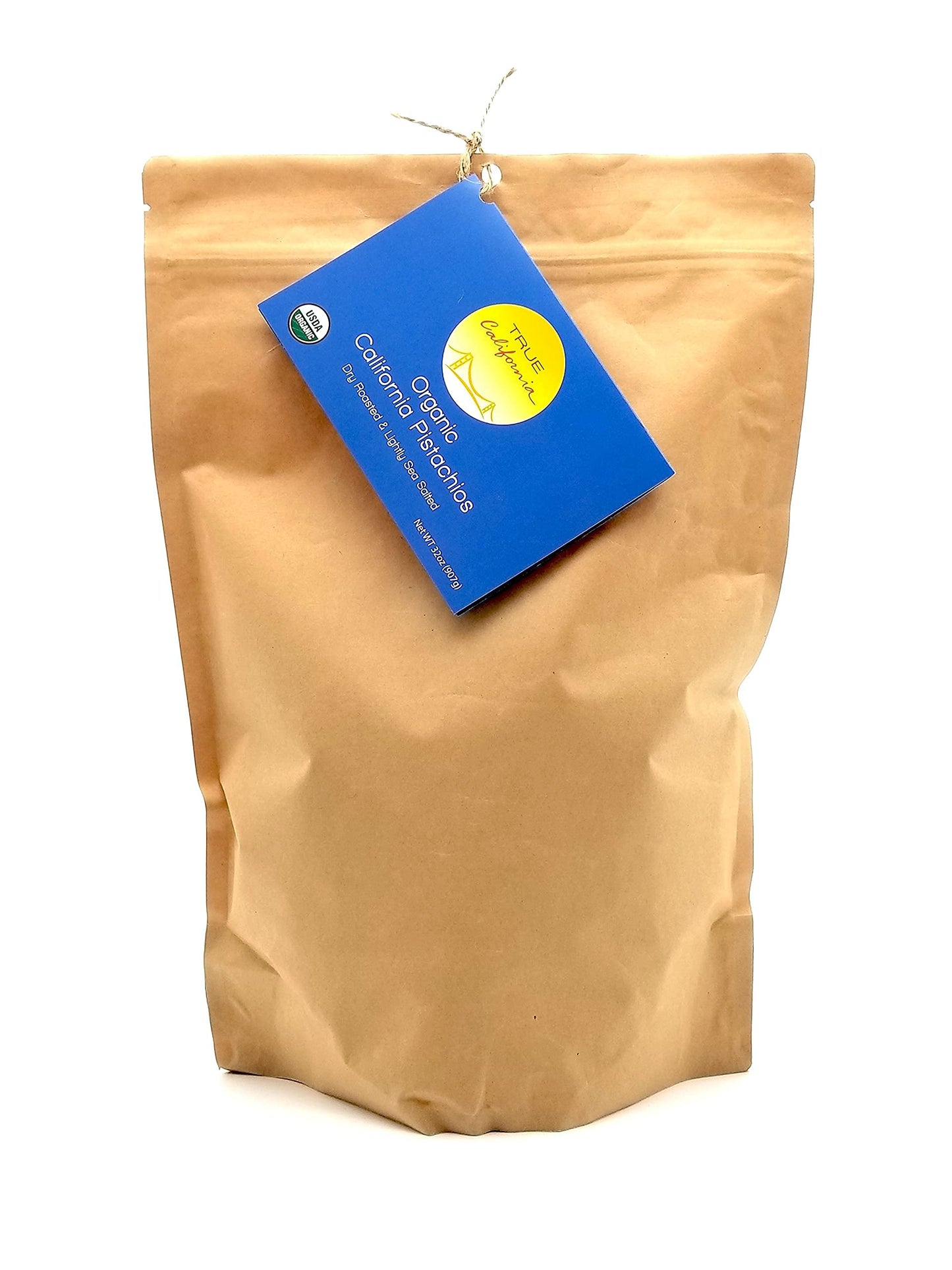 True California Organic Dry Roasted & Lightly Sea Salted Pistachios (2 Lb) In-Shell - Healthy Snacks, Vegan & Gluten Free - Natural Whole Foods & Pantry Staples