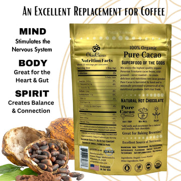 OHM Cacao Organic Raw Cacao Powder, Unsweetened, 7 Ounce, Natural Source of Magnesium & Iron
