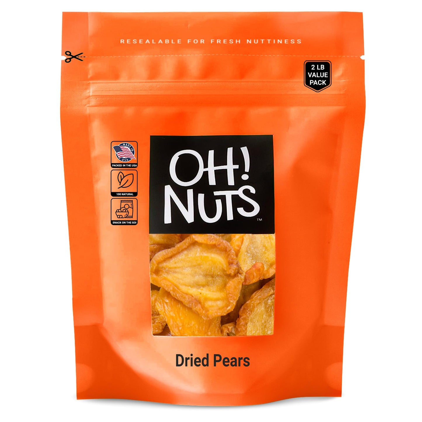 Dried Pears California | 2 lb - Dried Fruit Sliced | No Sugar Added | Dehydrated Fruit Bites | Packed in New York Zip-Seal Bag f