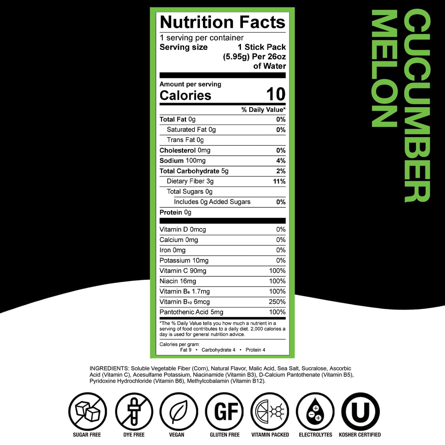 Devotion Nutrition HydroFLEX Water Flavoring Packets – Sugar-Free, Dye-Free, Gluten-Free, Cucumber Melon, 12-Pack, 2.52 Ounce