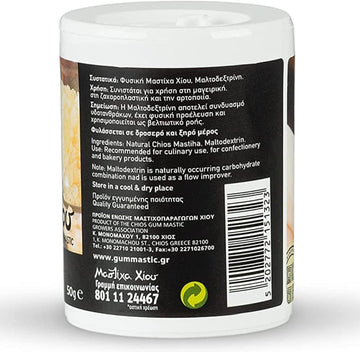 Chios Mastic Powder For Cooking, Packaging Of 1.76 Oz, 50Gr, Greek, 100% Natural, Pure, Mastiha From The Chios Gum Mastic Grower