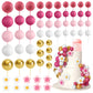 Bouiexye Cake Topper Set - 61 Pcs Boho Mini Balloons & Daisy Flowers, Pink Gold, Retro Design for Birthday, Wedding, Baby Shower