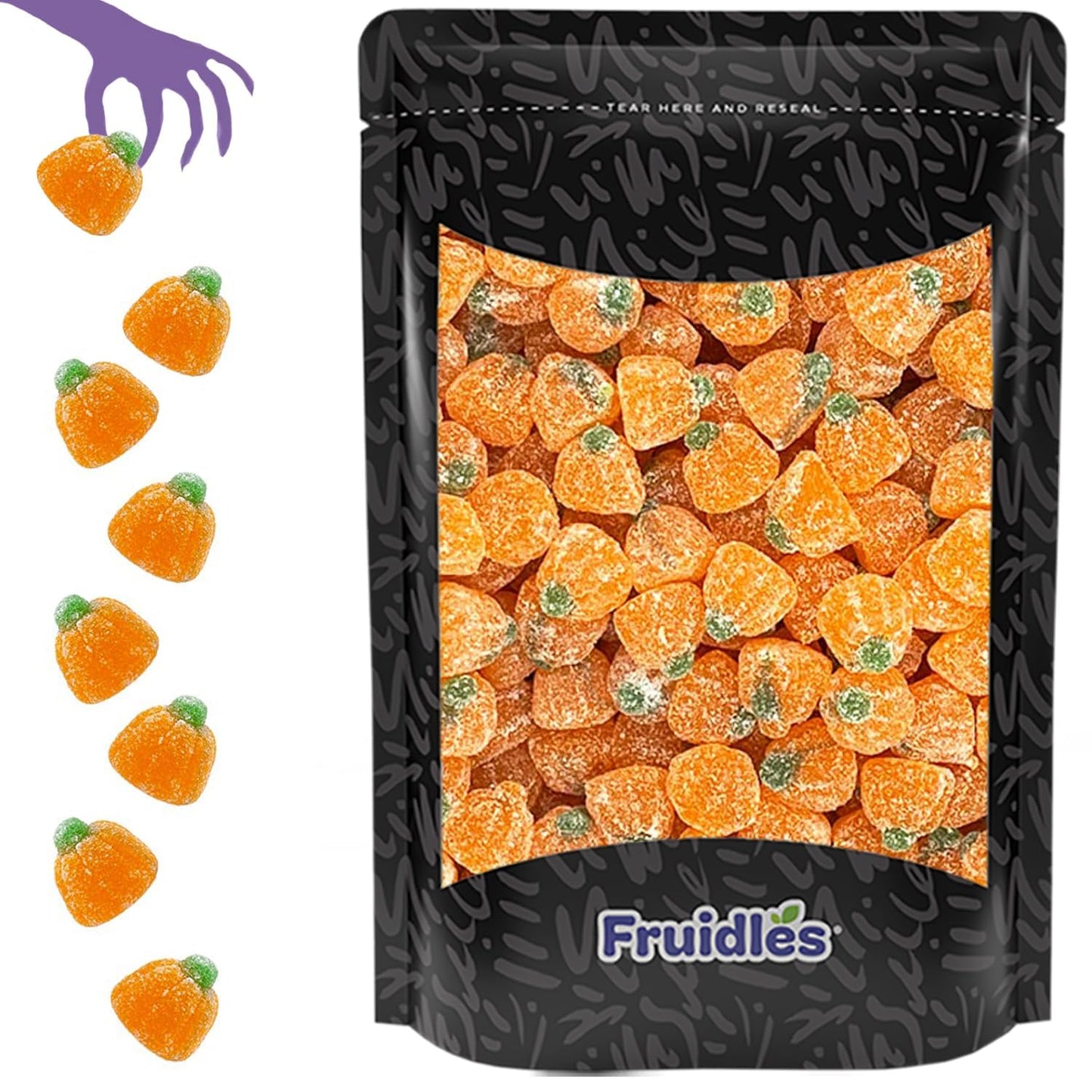 Fruidles Halloween Sour Jelly Pumpkins, Delicious Gummy Candy, Gluten-Free, Fun and Festive Holiday Snacking, Party Favor (2 Pou