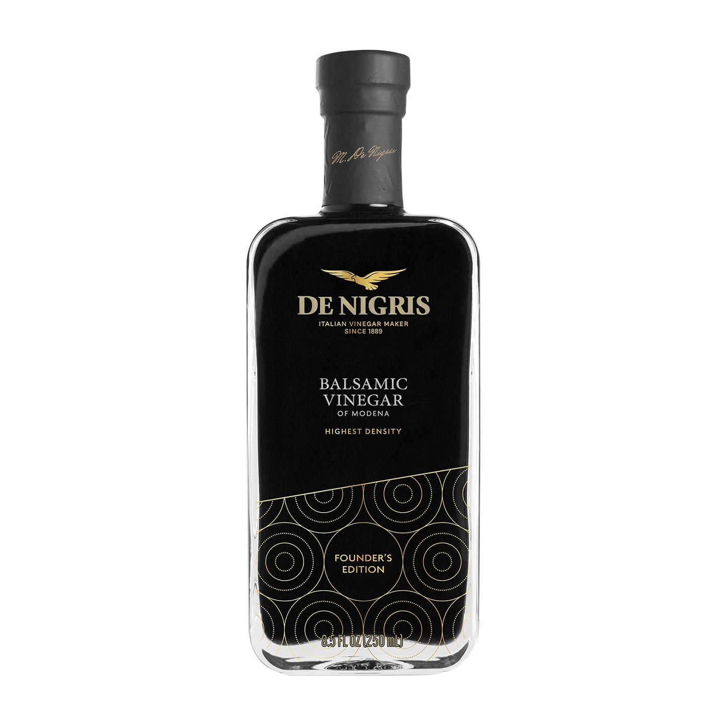 De Nigris Balsamic Vinegar Of Modena Excellence Line Founder'S Edition Recipe (70% Grape Must) 8,5 Oz (250Ml) | Balsamic Vinegar From Modena Italy Thick And Intense | Balsamic Vinegar Aged