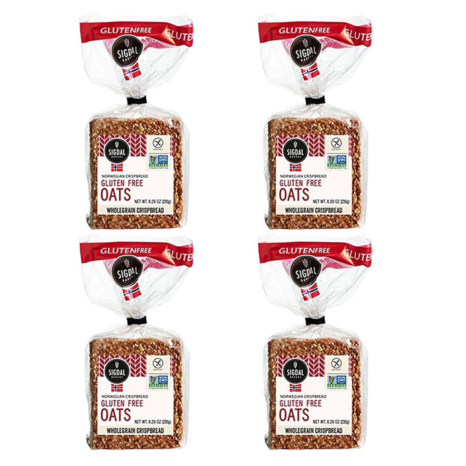 Sigdal Bakeri Gluten Free Oats, Wholegrain Crispbread, 8.29Oz (Pack Of 4)