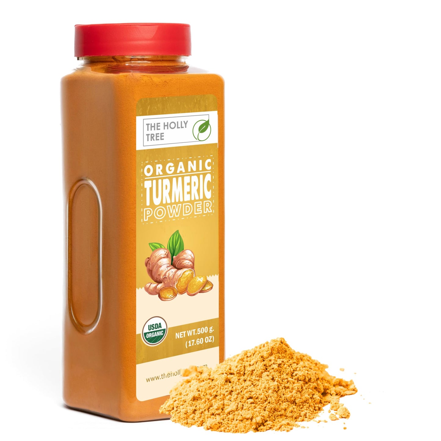 Organic Turmeric Powder 17.60 oz - Turmeric Powder Organic for Cooking  Drinks & Skin - USDA Certified  Ground Turmeric Spice  Gluten Free - The Holly Tree