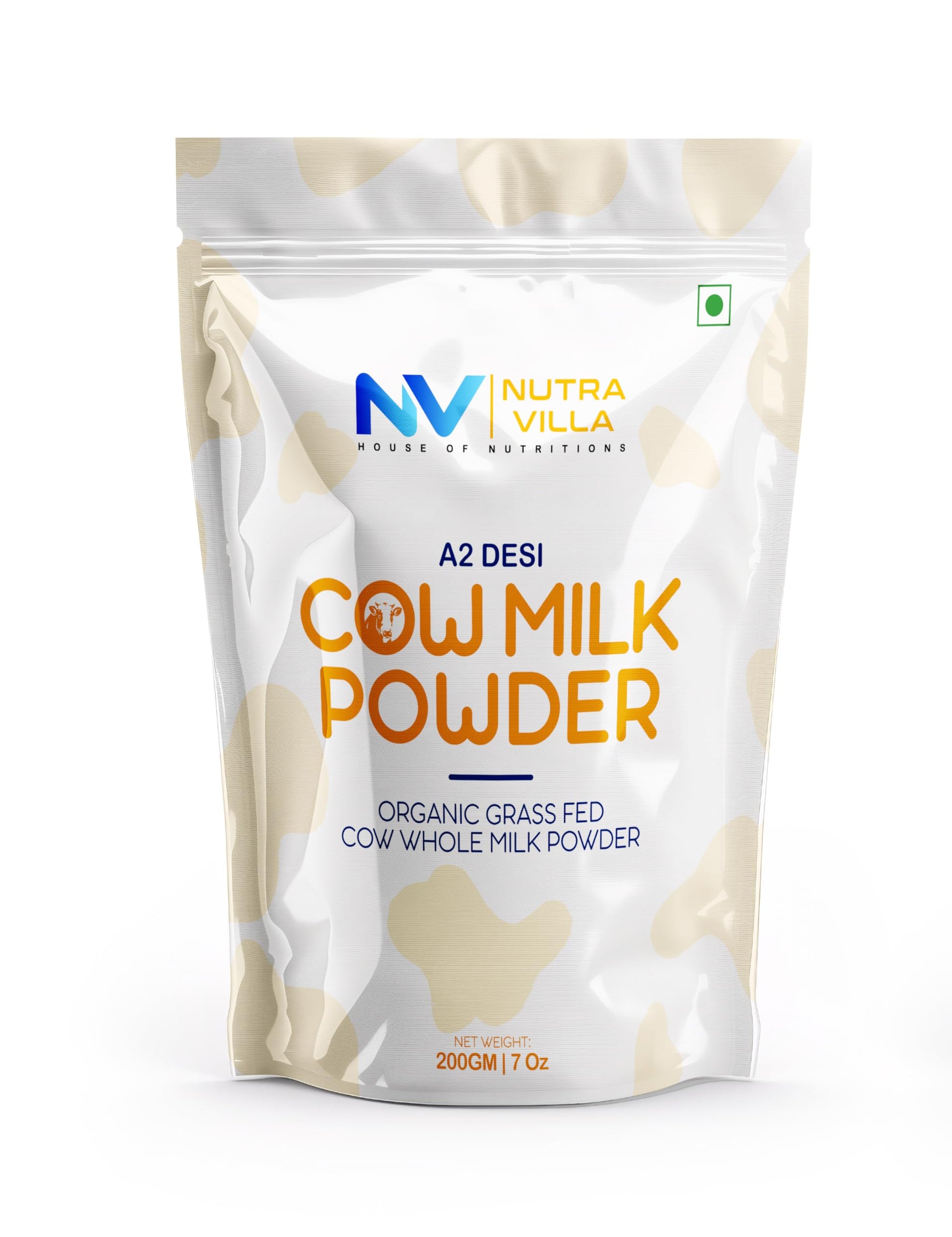 NutraVilla A2 Cow Milk Powder  Grass Fed Whole Milk | Easy to Digest, Rich Calcium & Protein | No Antibiotics | 2 Pouches of 20