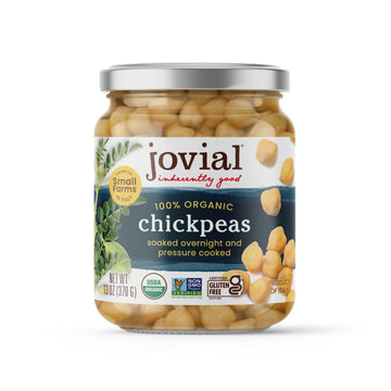 Jovial 100% Organic Chickpeas - Chickpeas, Organic Chickpeas, No Saturated Fat, Gluten Free, Recyclable Glass, Great Source of F