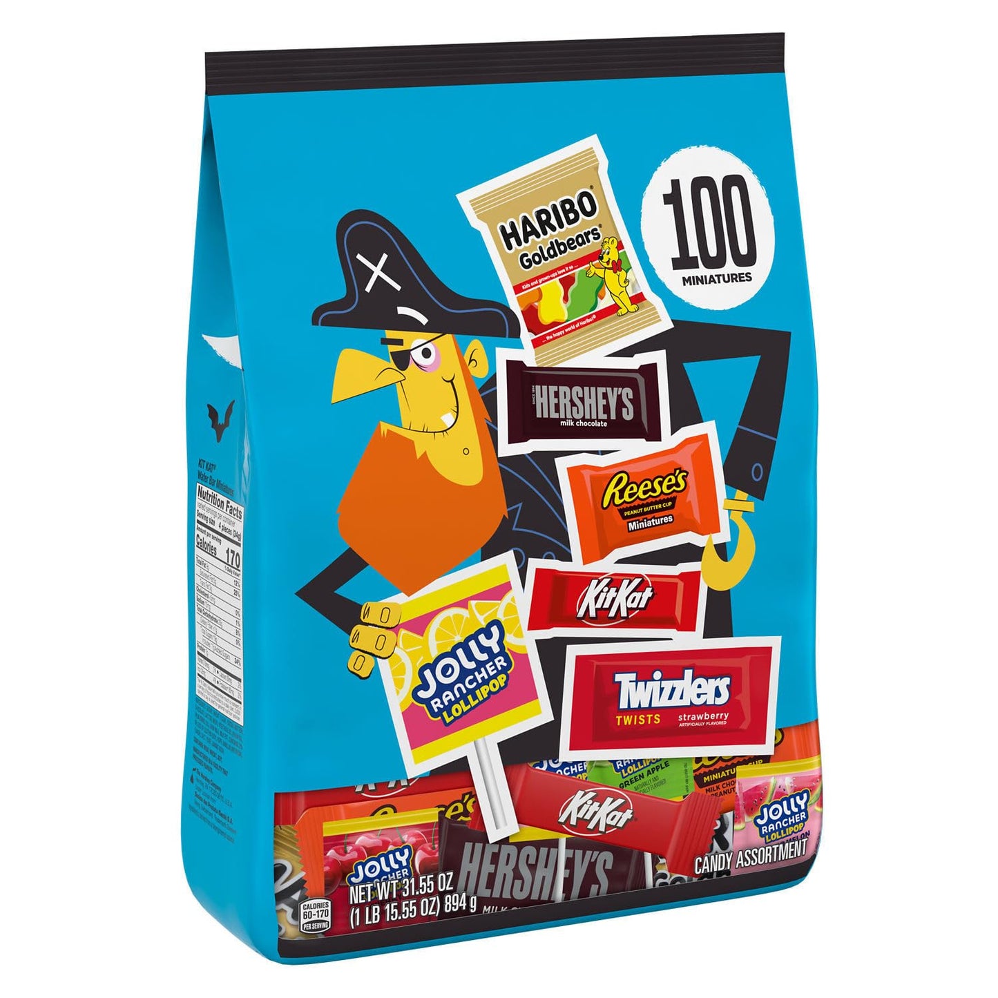 HERSHEYS Miniatures Assorted Flavored  Halloween Candy Bulk Bag  31.55 oz (100 Pieces)