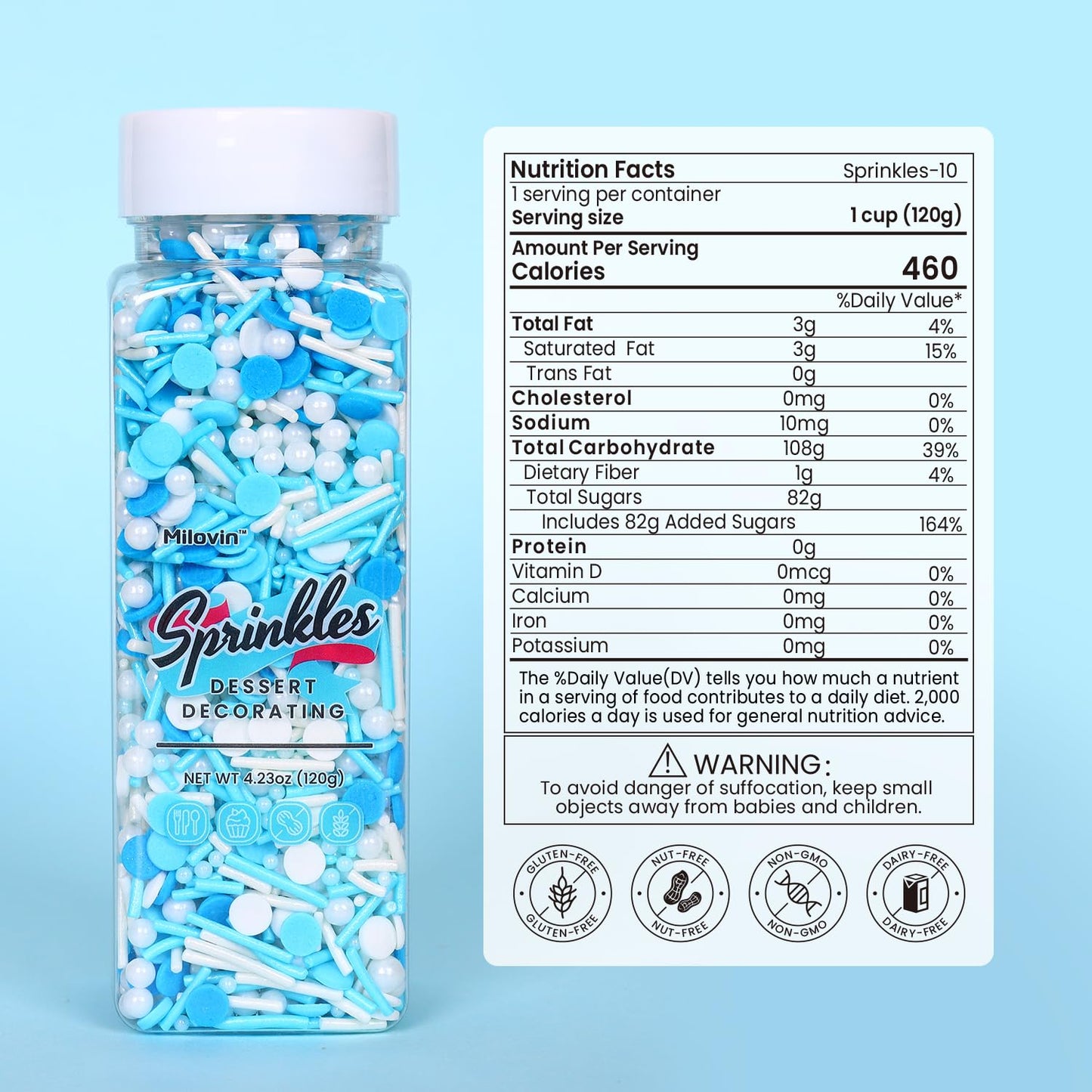 Edible Blue Sprinkles For Cake Decorating, Blue Confetti Sprinkles, Pearl Sprinkles, Jimmy Sprinkles For Cupcakes, Cookies, Choc