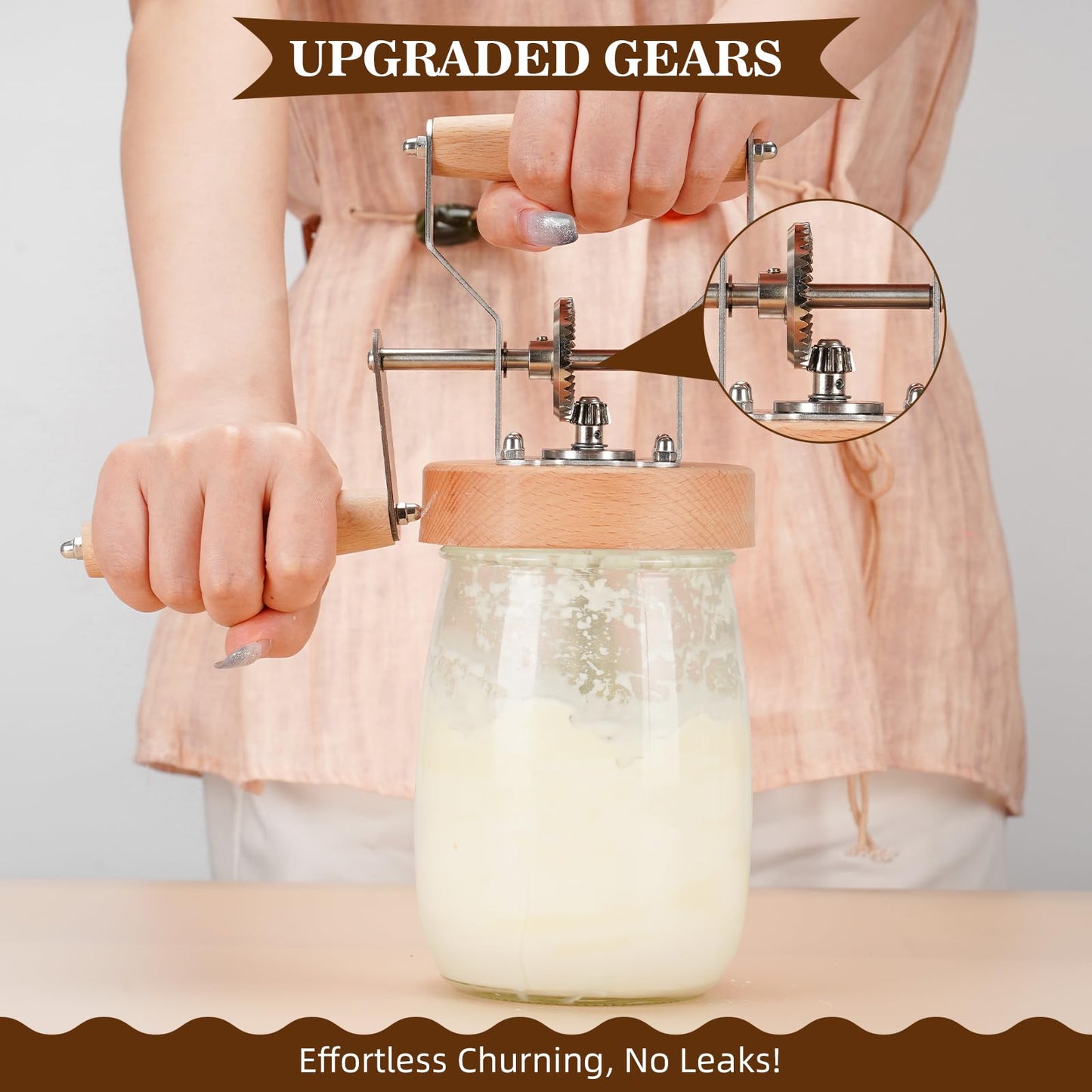 Tanedar Pro Butter Churner Set - 35oz Glass Jar, Anti-Slip Mat, Cheesecloth, Butter Mold & 2 Paddles - DIY Kitchen Gift