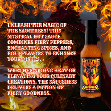 Hellfire Hot Sauce The Sauceress - Natural Gourmet Hot Sauce With Fruit And Honey, 5 Oz.
