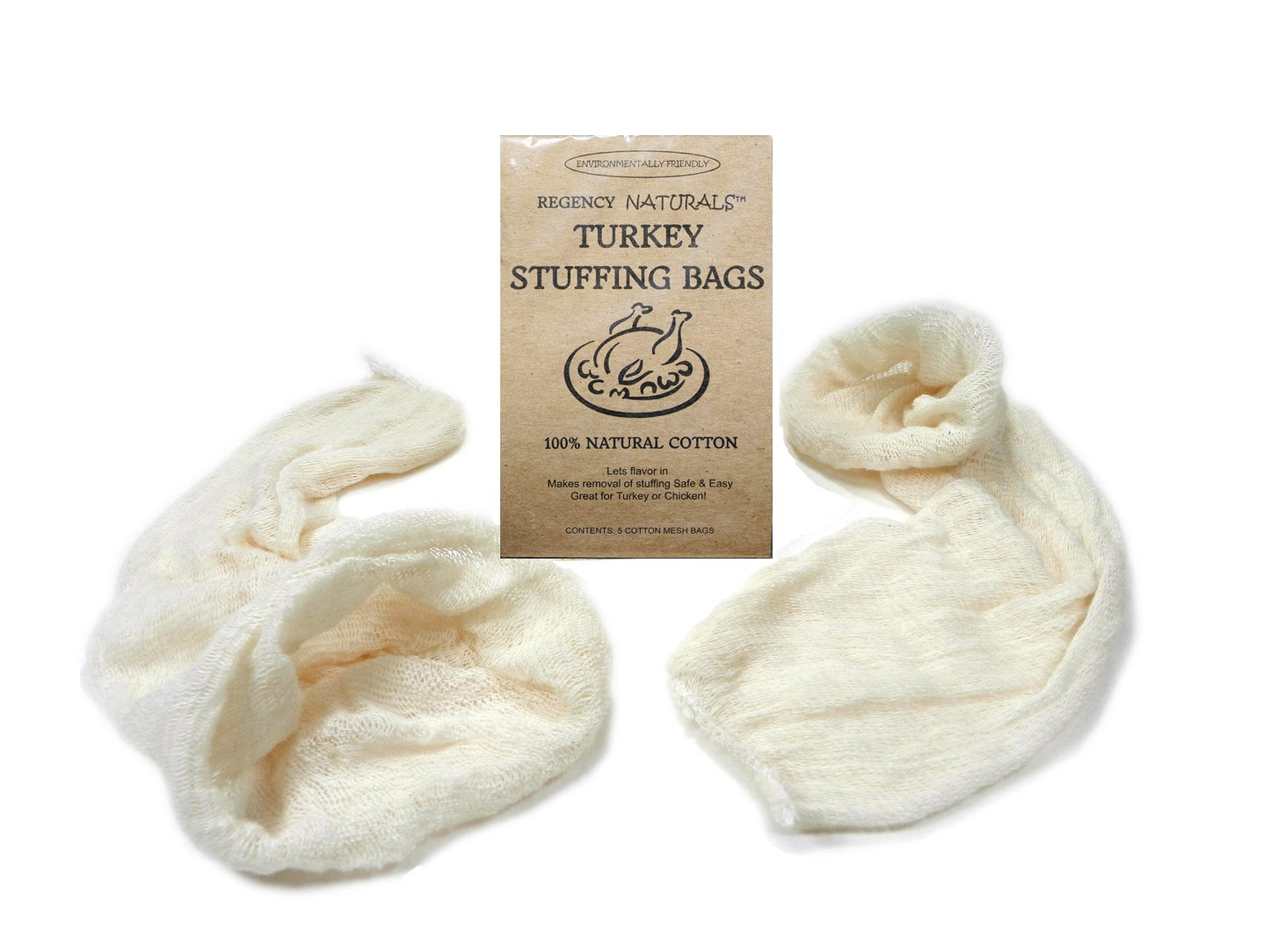 Regency Wraps Turkey Stuffing Bags, 100% Cotton Mesh, Pack of 2, Natural