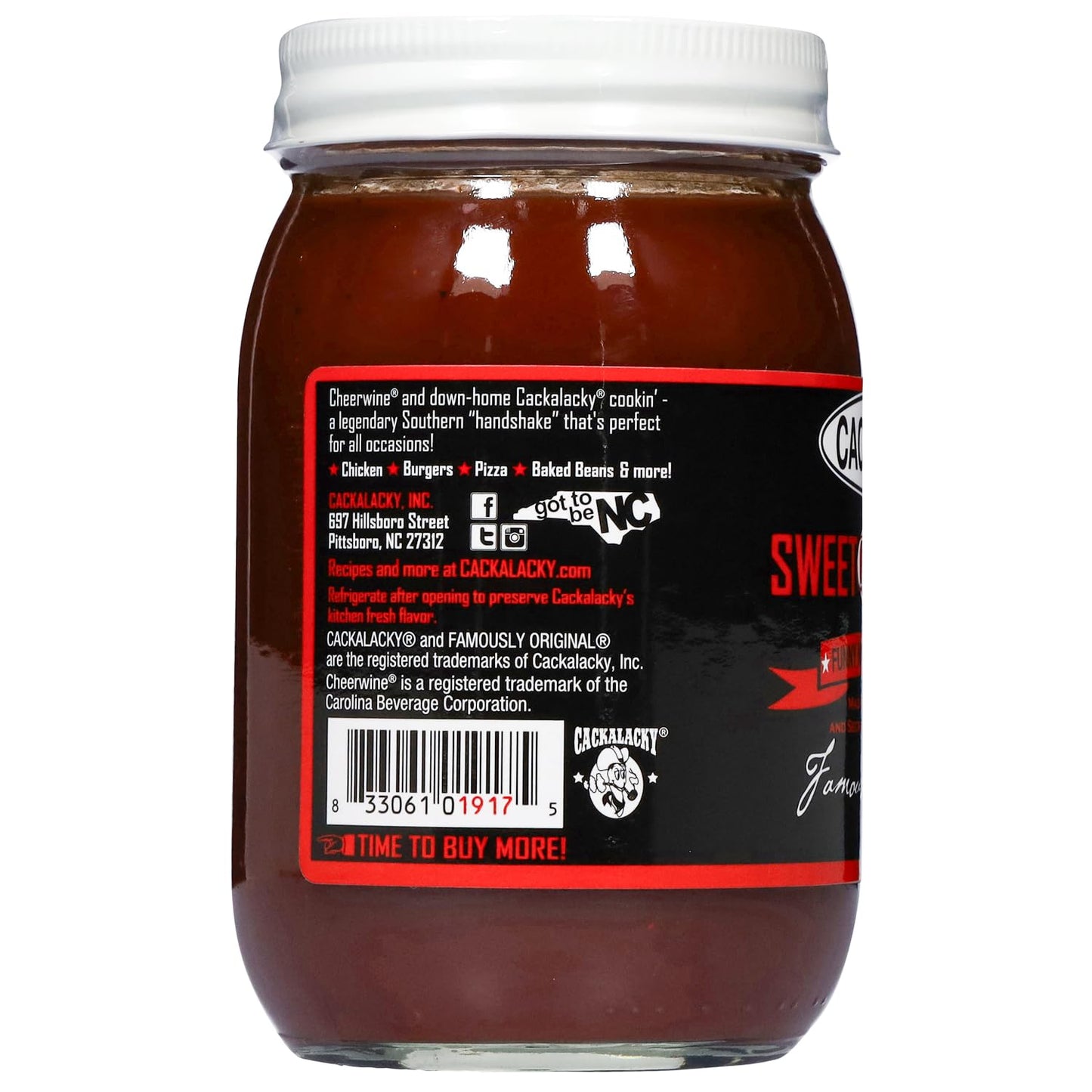Famously Original Cackalacky Cheerwine Sweet Sauce - 3-Pack Of 16 Oz Jars - Gourmet Barbecue Sauce For Family Gatherings & Parti
