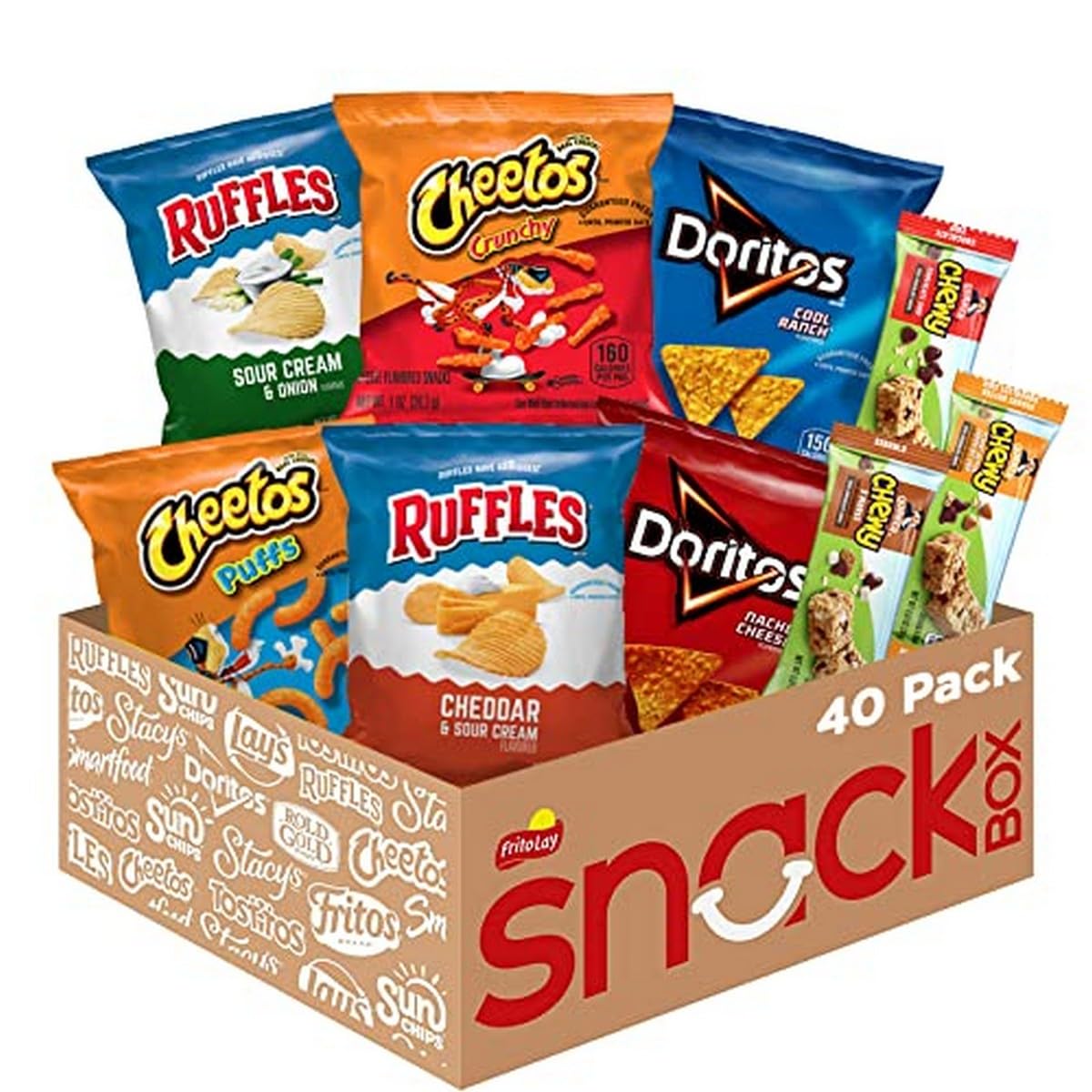Frito Lay Chips and Quaker Chewy Granola Bars Variety Pack, 40 Count, Variety