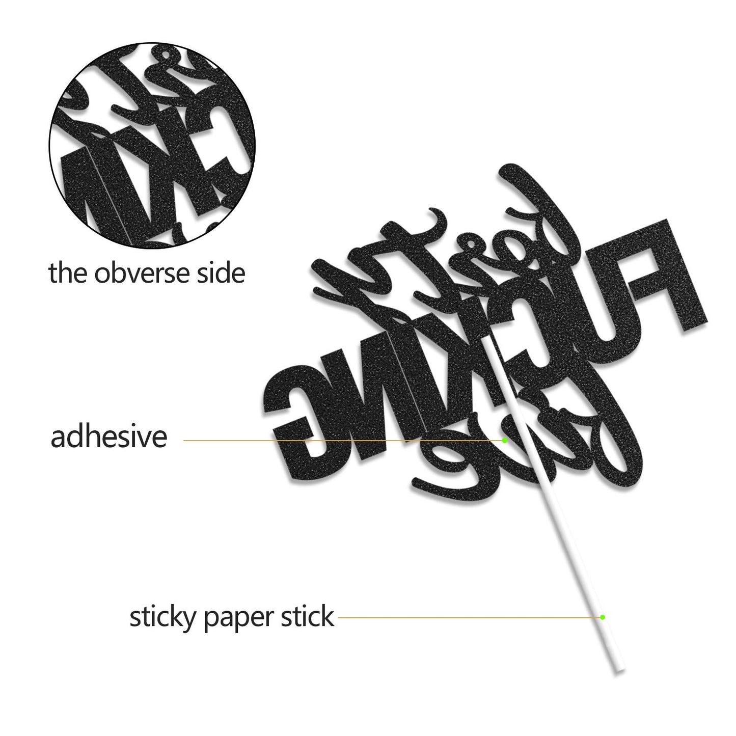 Forty Five Black Glitter Cake Toppers 45 Years Old Birthday Party Decorations Supplies