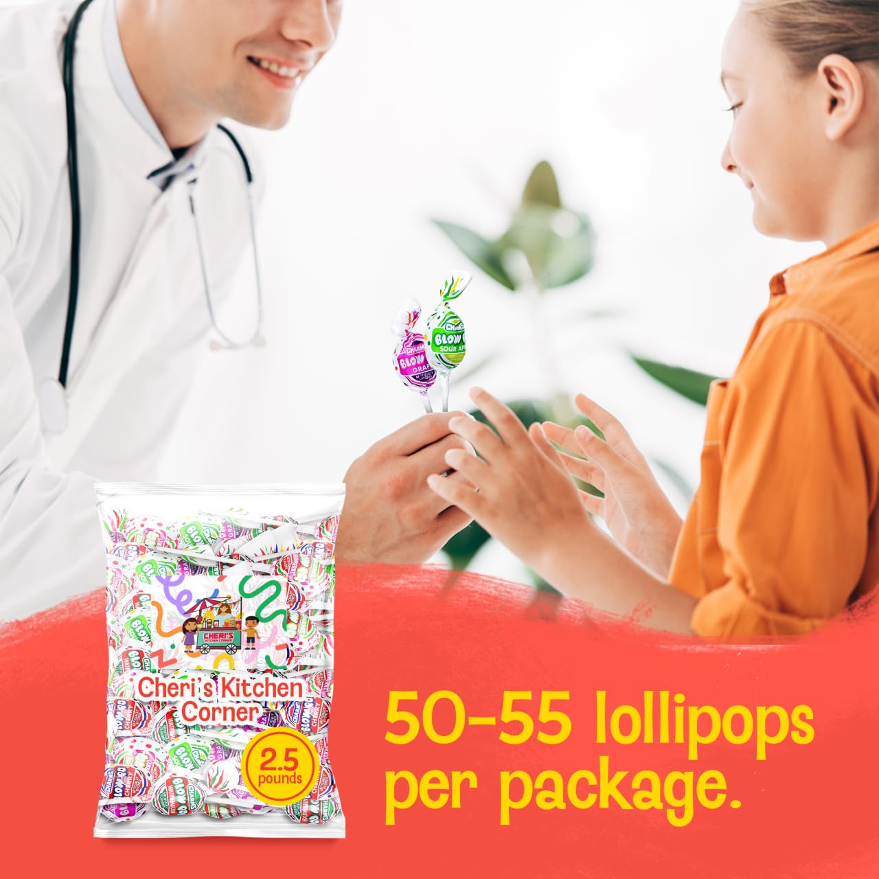 Cheri'S Kitchen Corner Blow Pops 2.5 Lbs With Lots Of Flavors Like Watermelon, Strawberry, Cherry, Grape, And Sour Apple! These