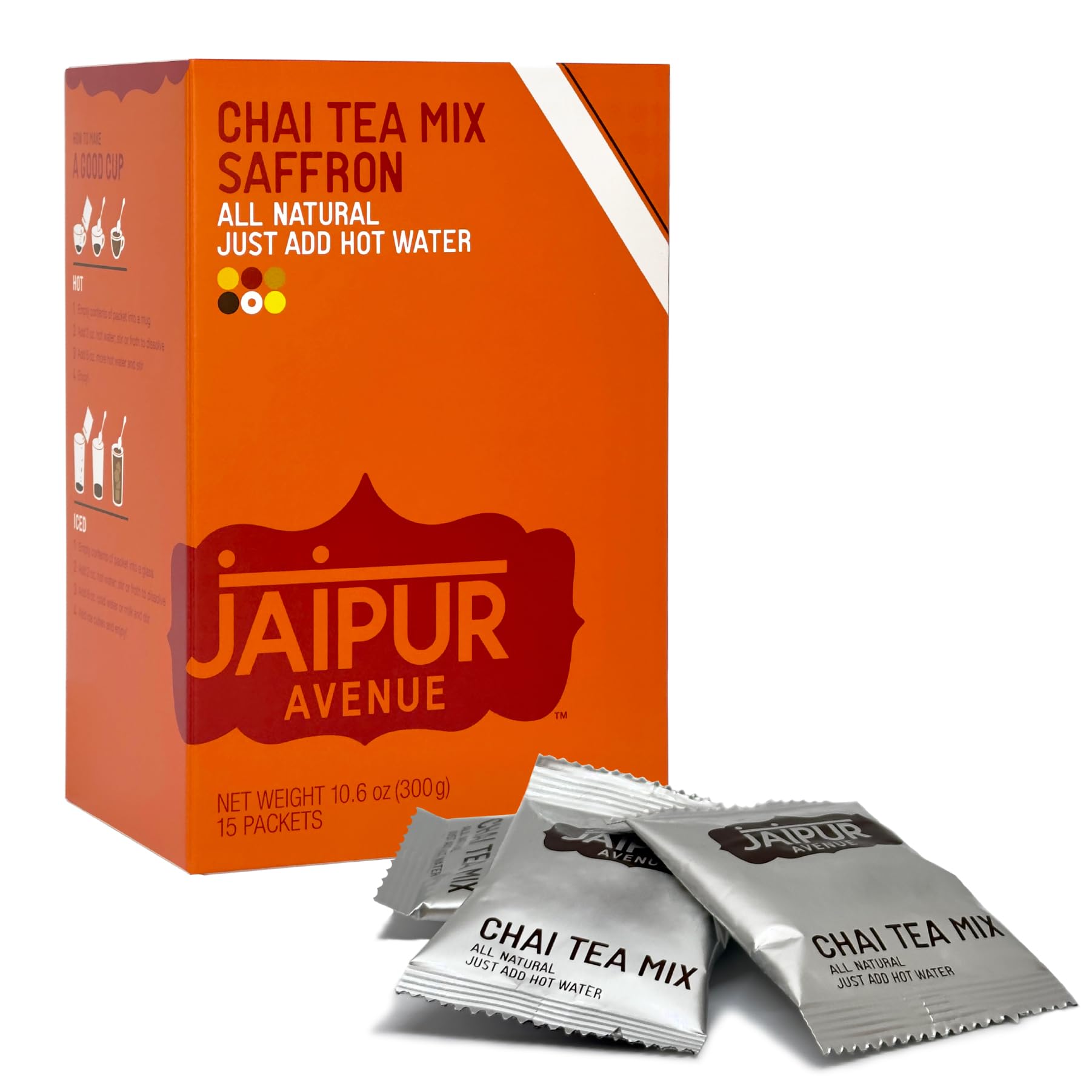 Jaipur Avenue Saffron Chai Tea Mix Crafted with All-Natural Assam Black Tea, Saffron, Cardamom, Cane Sugar, and Premium Dry Milk