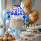 Happy 70Th Birthday Cake Topper, Blue And Silver Glitter Cake Toppers, 70 Year Birthday Party Cake Decoration