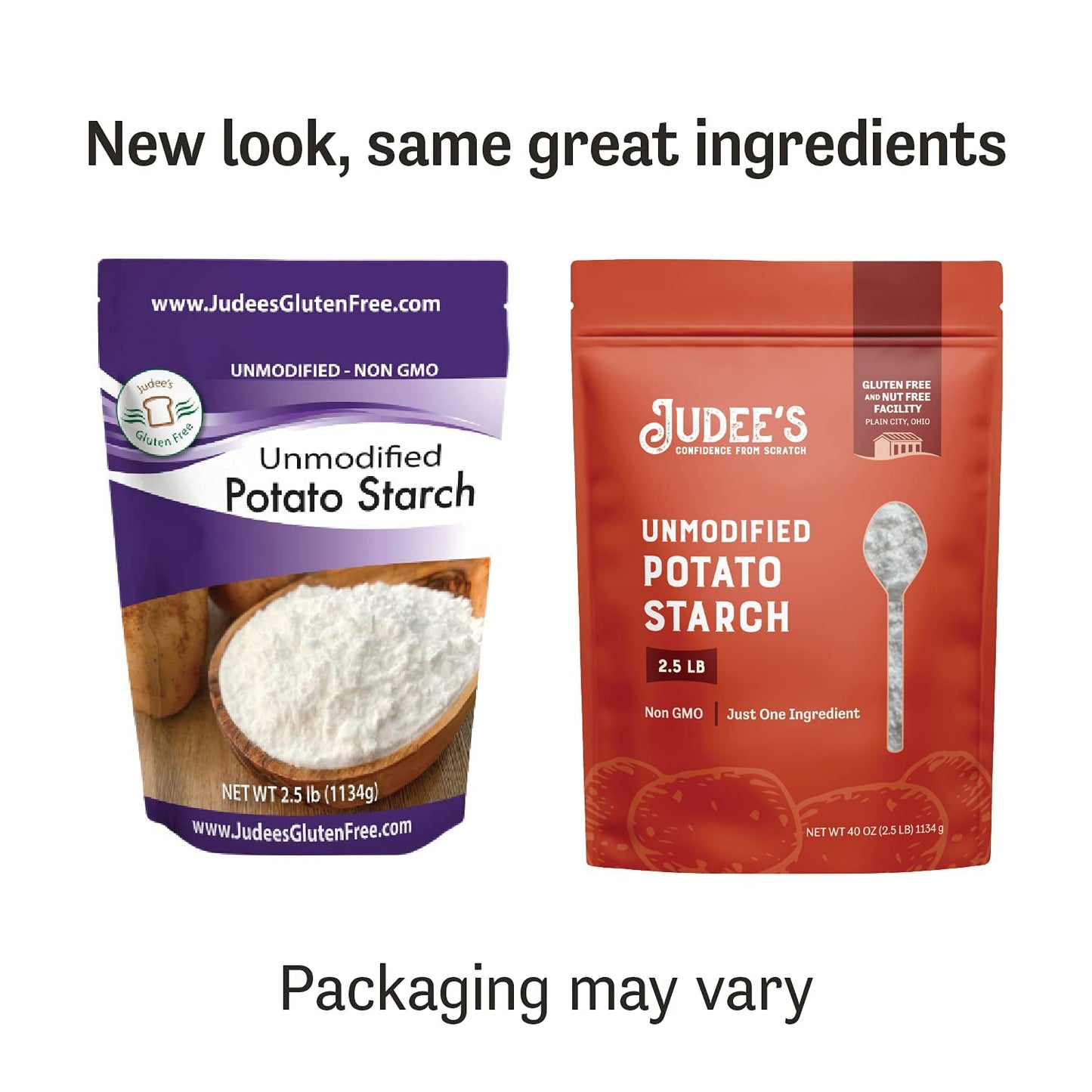 Judees Unmodified Potato Starch 2.5 Lb - Just One Ingredient - Great For Breading, Thickening, Cooking, And Baking - 100% Non-Gm