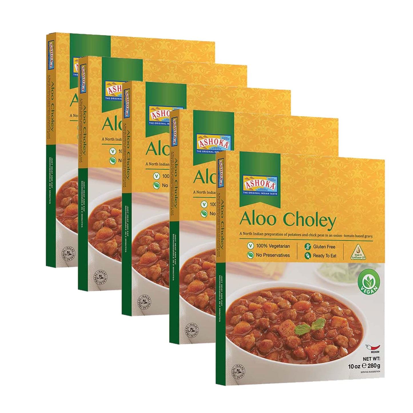 ASHOKA Microwavable Meals, Vegan Chickpeas & Potatoes, Gluten-Free, 10 Ounce (Pack of 10)