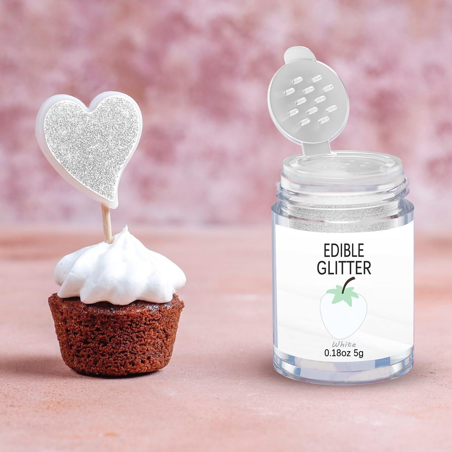 Colaele White Edible Glitter Powder - Food-Grade Luster Dust for Baking, 5g