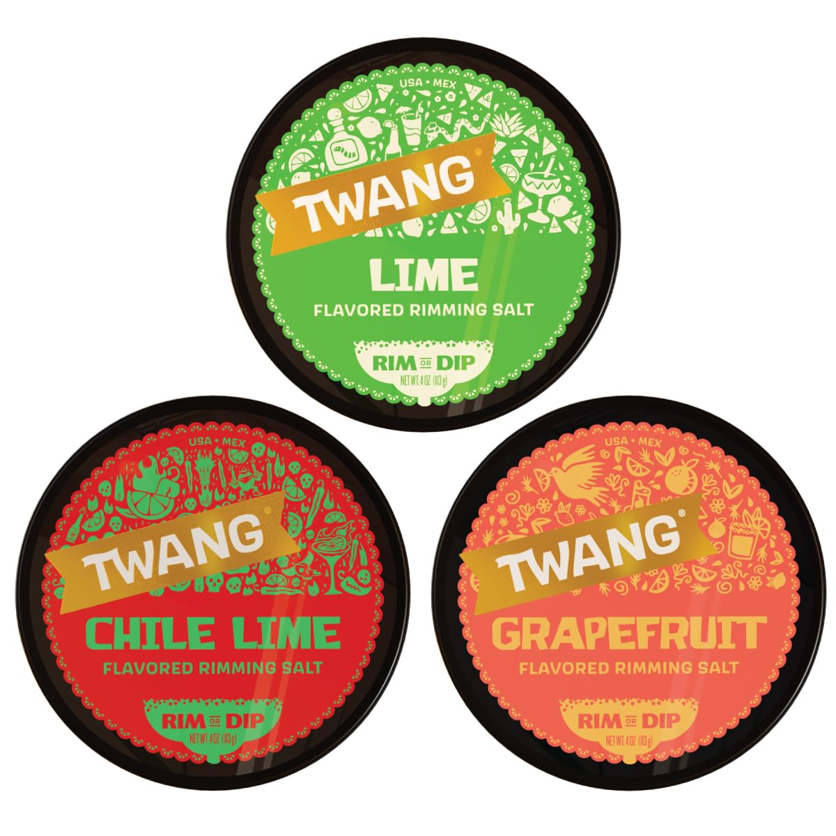 Twang Rimming Salt 3-Pack, 4 Ounce Total, Perfect for Cocktails, No Color