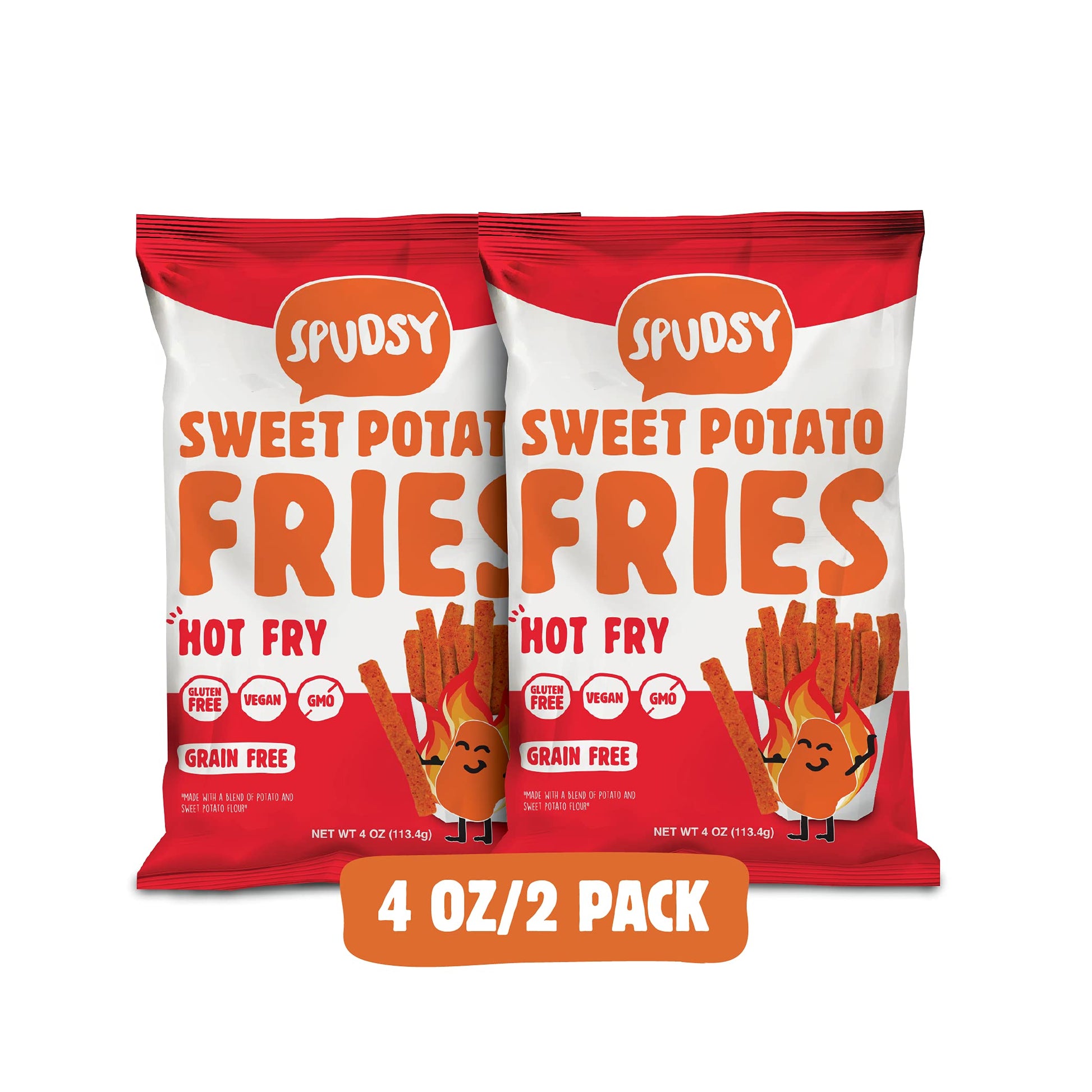 SPUDSY Spicy Sweet Potato Fries | Vegan, Gluten Free | 2 Pack, 4 oz Bags
