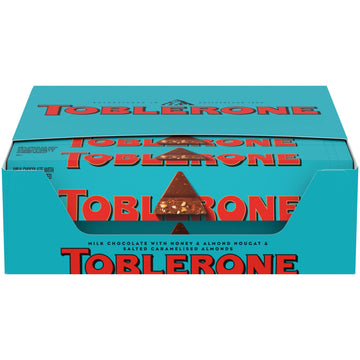 Toblerone Milk Chocolate Bar With Salted Caramelized Almonds And Honey And Almond Nougat, 20 - 3.52 Oz Bars