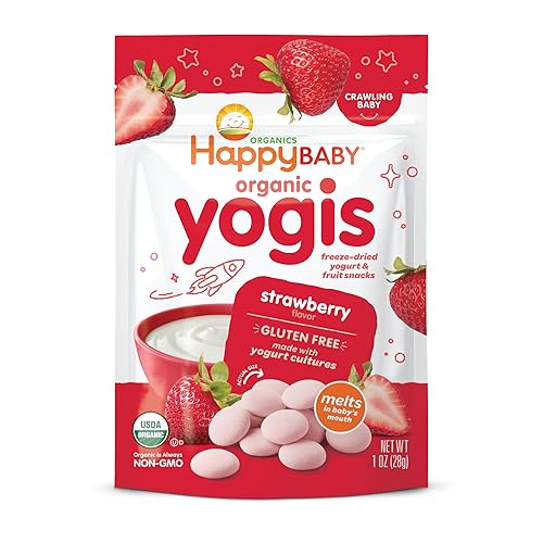 Happy Baby Happy Yogis Organic Superfoods Yogurt And Fruit Snacks Strawberry - 1 Oz - Case Of 8(D0102H5W168)