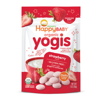 Happy Baby Happy Yogis Organic Superfoods Yogurt And Fruit Snacks Strawberry - 1 Oz - Case Of 8(D0102H5W168)