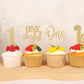 24Pack First Birthday Cupcake Topper - Glitter Gold One Cupcake Picks,1St Birthday Cupcake Decorations Supplies (Gold)