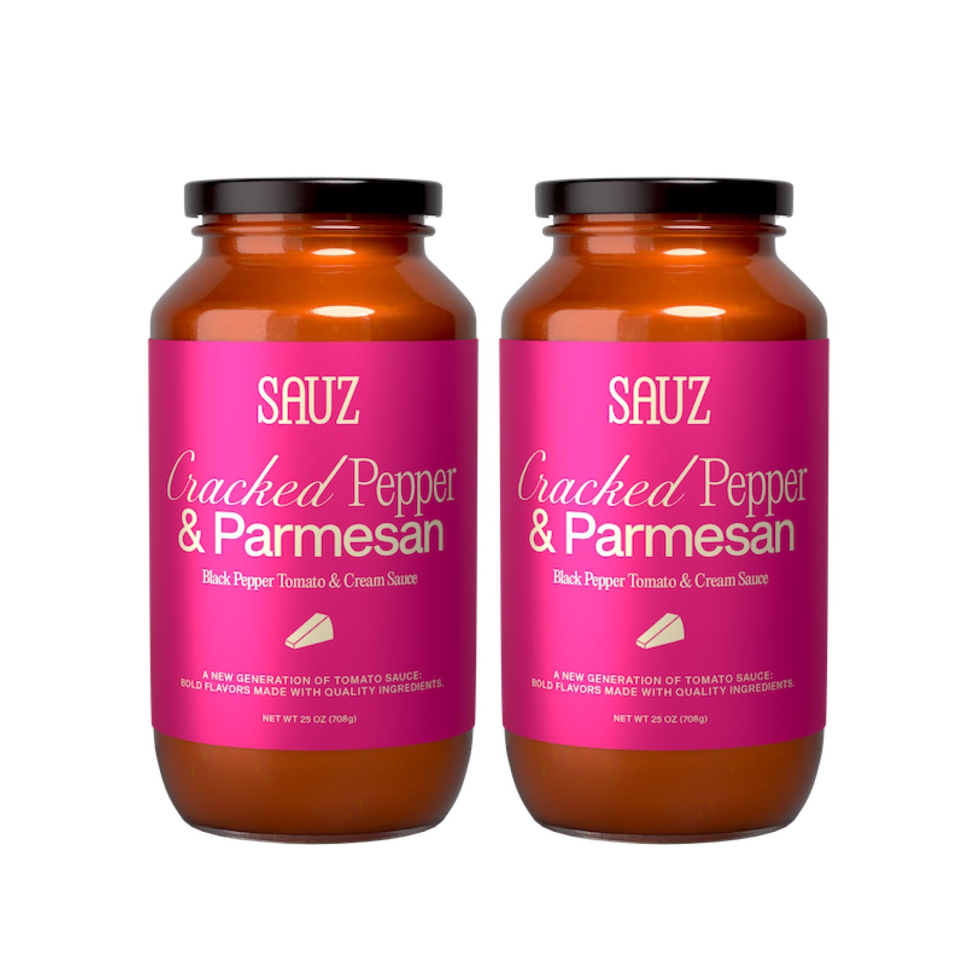 Sauz Cracked Pepper and Parmesan Sauce (2-Jars) Thick & Creamy- Gluten-Free, Non-GMO, and 100% Delicious - Crafted in Small Batc