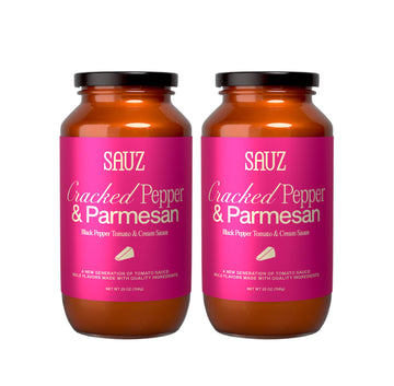 Sauz Cracked Pepper and Parmesan Sauce (2-Jars) Thick & Creamy- Gluten-Free, Non-GMO, and 100% Delicious - Crafted in Small Batc