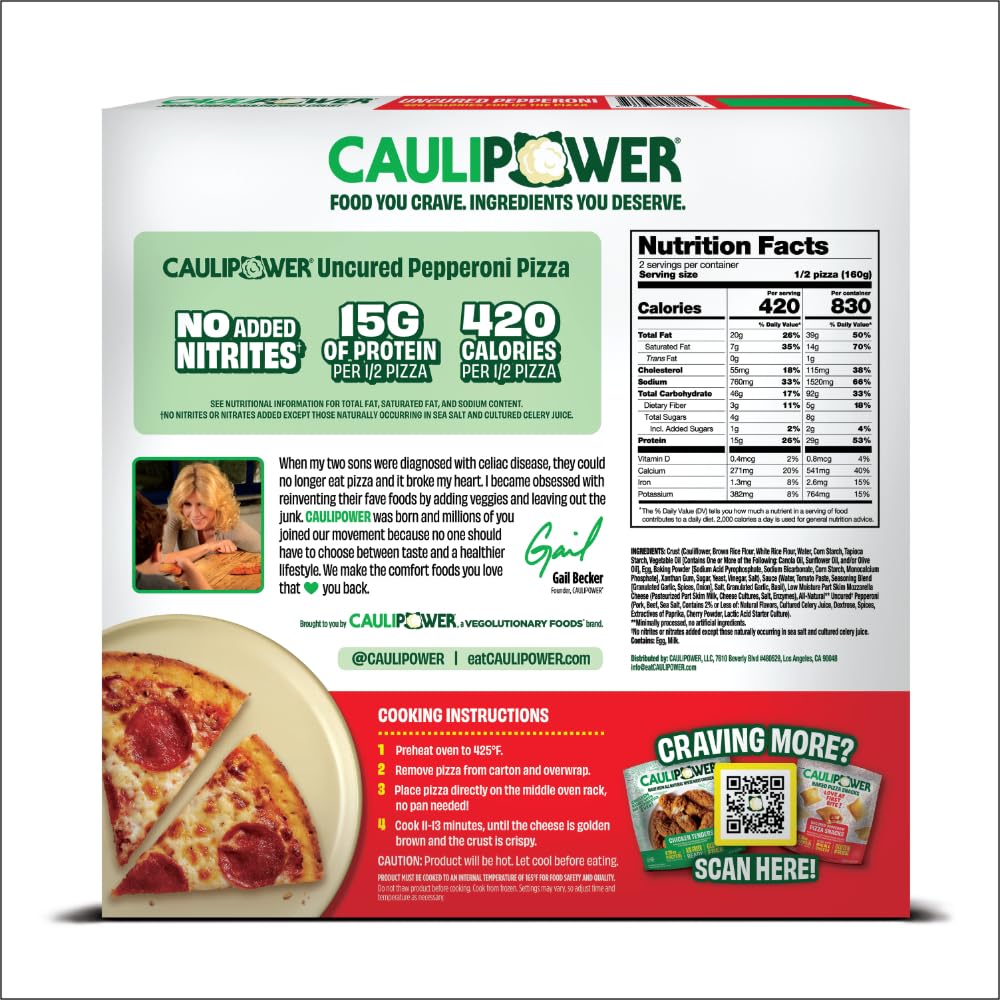 CAULIPOWER Uncured Pepperoni Stone-fired Cauliflower Crust Pizza, 11.3 Oz (Pack of 1)