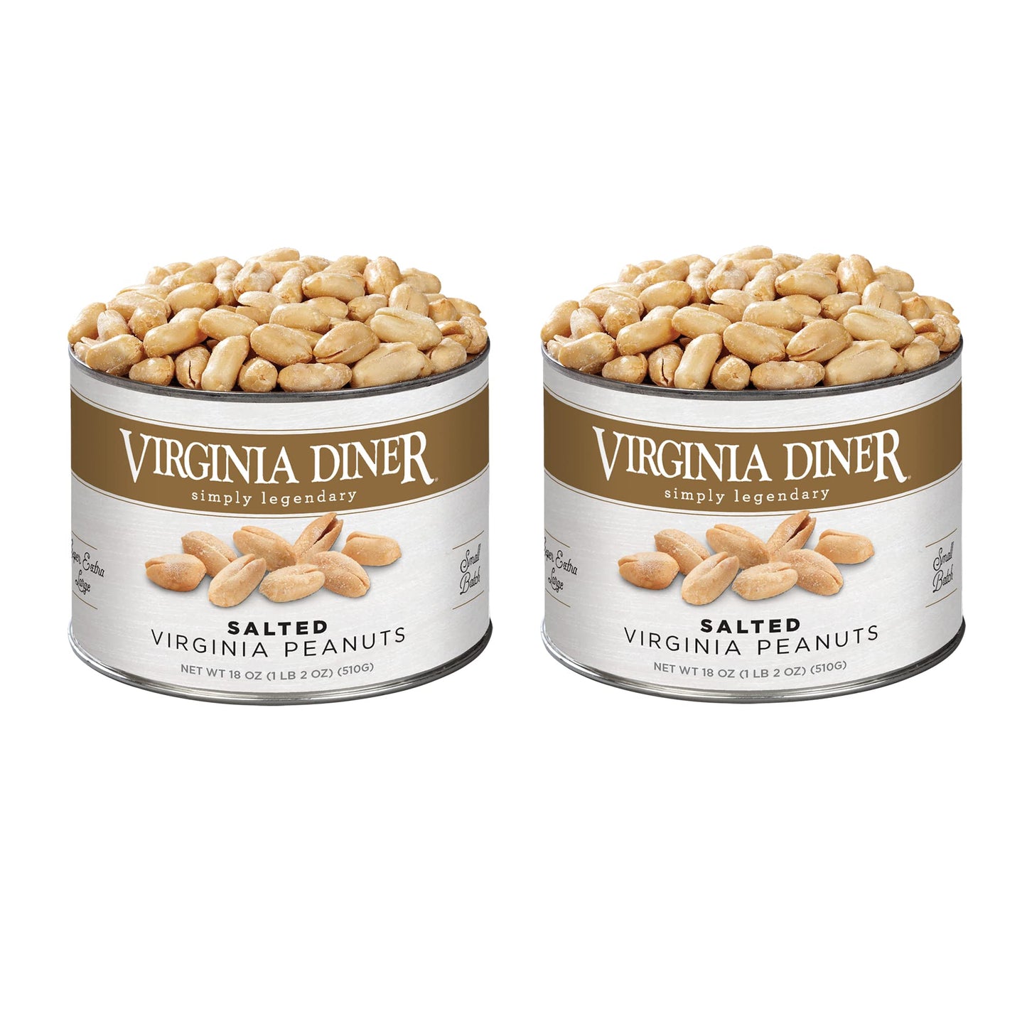 Virginia Diner Gourmet Blister Roasted All Natural XL Virginia Peanuts with Unique Crunch Heart Healthy Snack or Gift 18oz (2 Pa