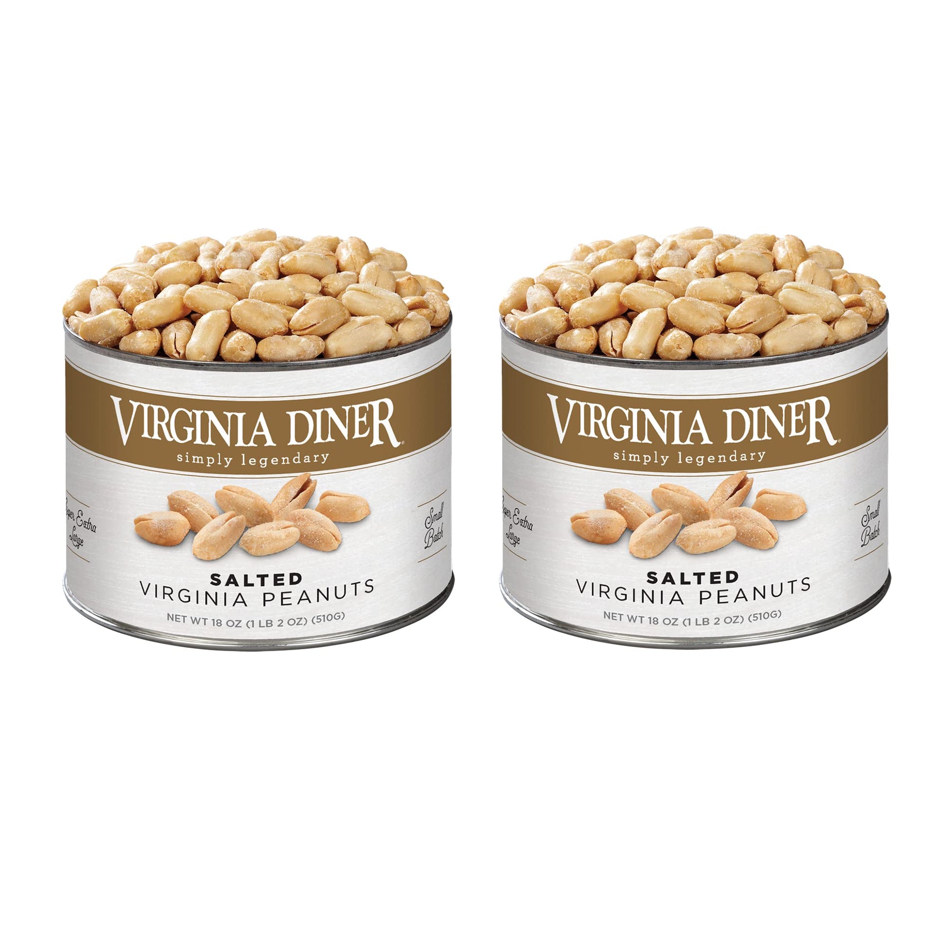 Virginia Diner Gourmet Blister Roasted All Natural XL Virginia Peanuts with Unique Crunch Heart Healthy Snack or Gift 18oz (2 Pa